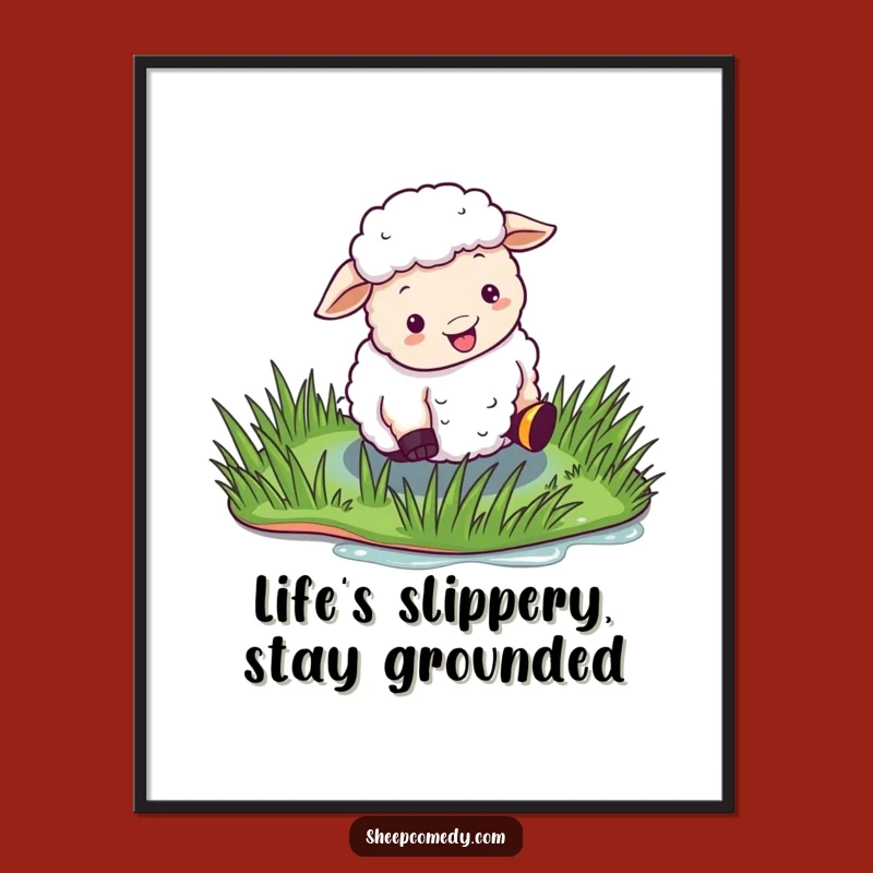 Funny Free Printable Wall Art: Sheep Slipping Chaos - Downloadable Decor