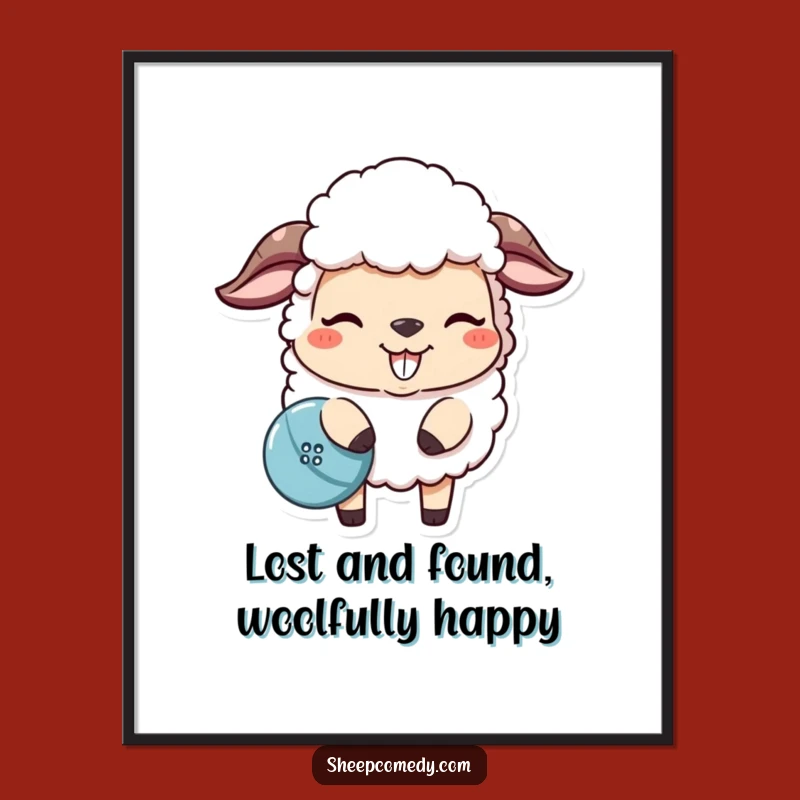 Funny Free Printable Wall Art: Mischievous Sheep Button Nudge Downloadable Decor