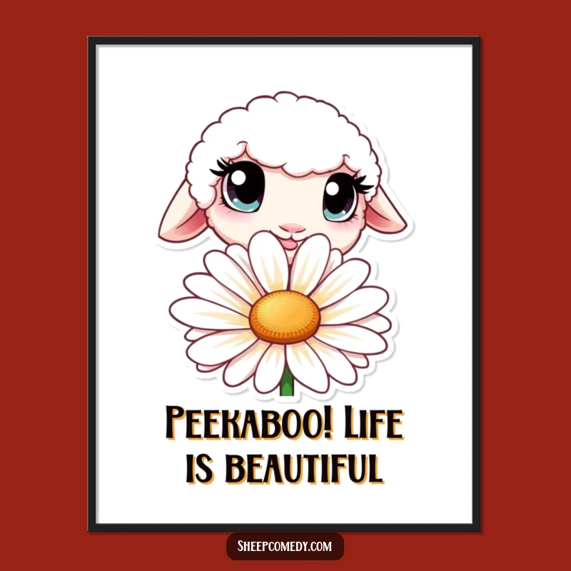 Funny Free Printable Wall Art: Curious Sheep Daisy Art Downloadable Gift Decor