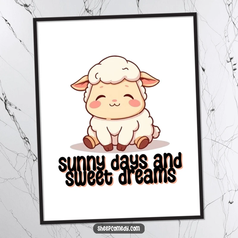 Funny Free Printable Wall Art: A fluffy sheep naps contentedly in the sunshine, exuding pure relaxation and happiness.