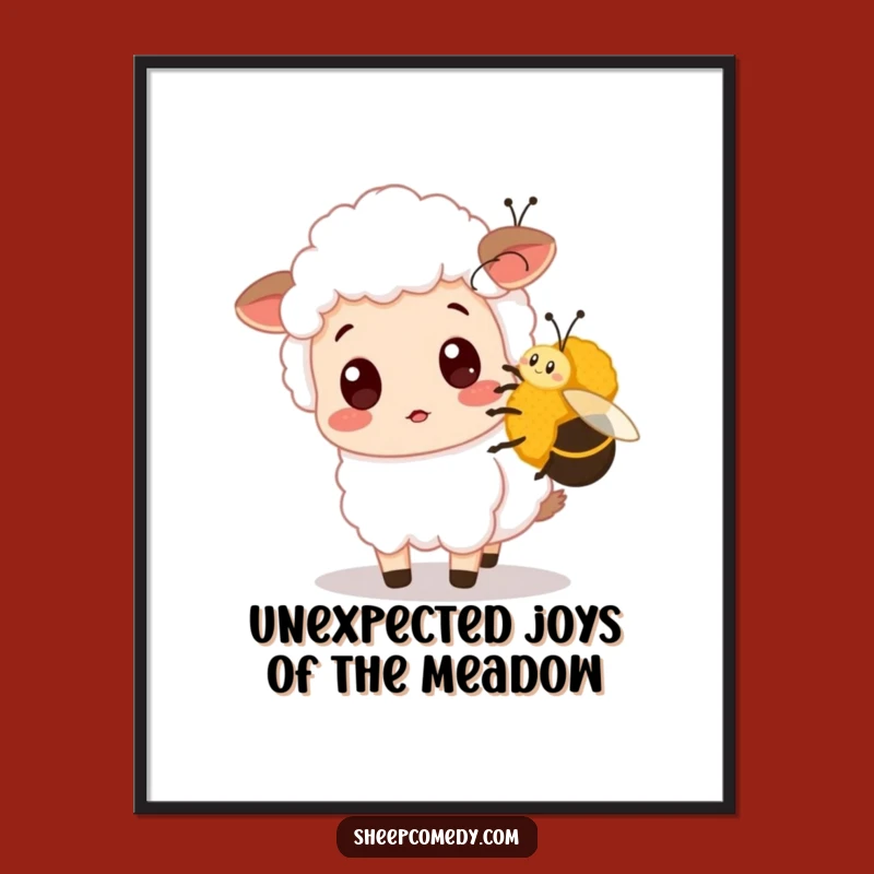 Free Printable Sheep Wall Art: Surprise Encounter, Funny Bee Buddy, Downloadable Decor