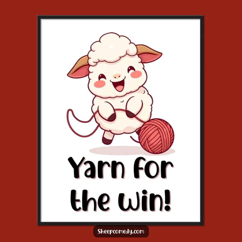 Free Printable Wall Art: Playful Sheep Chasing Yarn, Funny Downloadable Decor for Cheerful Spaces