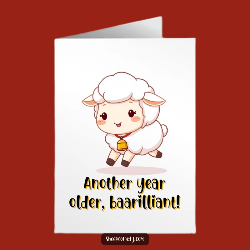 Free Printable Birthday Card: Funny Sheep Bell - Downloadable Joyful Gift