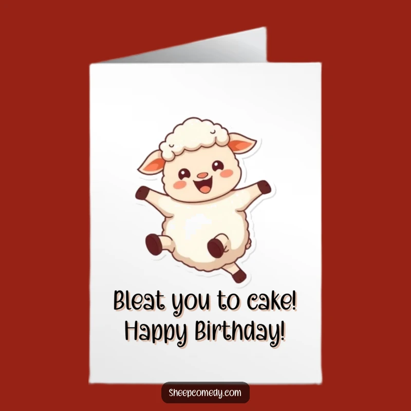 Free Printable Birthday Card: Funny Sheep Joyful Kick Downloadable Celebration