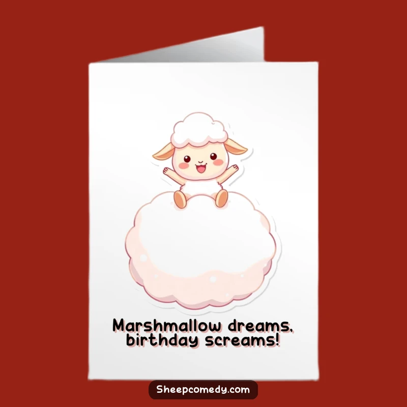 Free Printable Birthday Card: Bouncing Sheep Marshmallow Fun - Downloadable Laughs!