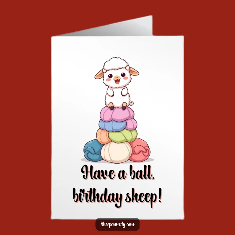 Free Printable Birthday Card: Sheep with Wool, Funny Downloadable Greeting