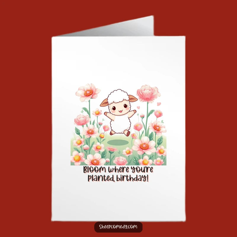 Free Printable Birthday Card: Skipping Sheep Flowers - Joyful Download!