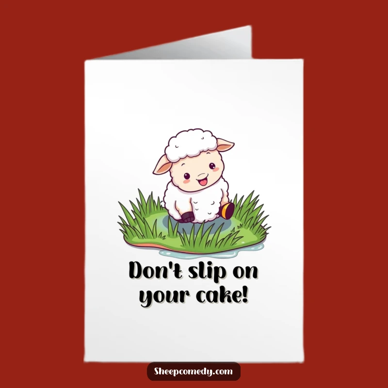 Free Printable Birthday Card: Slipping Sheep Fail - Funny Downloadable Gift
