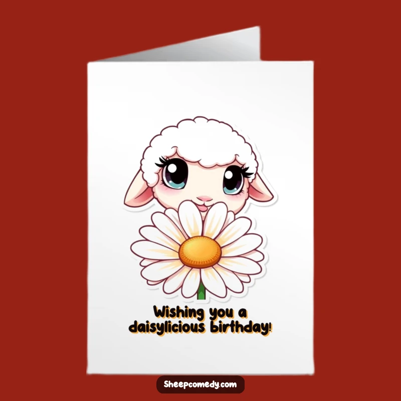 Free Printable Funny Birthday Card: Curious Sheep Daisy Greeting Funny Downloadable Gift