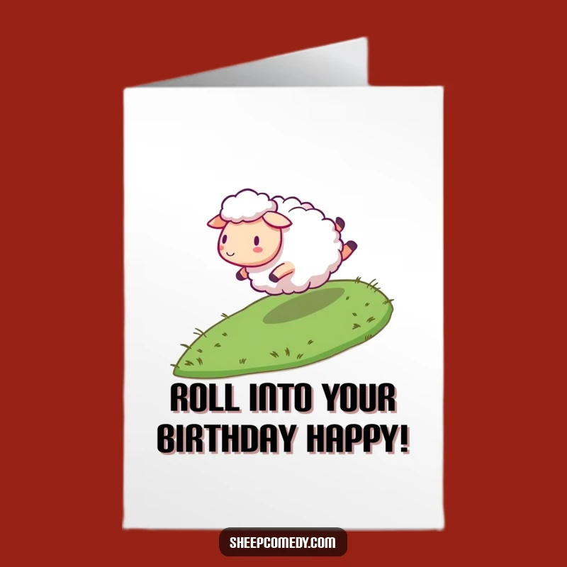 Free Printable Sheep Birthday Card: Rolling Sheep Funny Slope Downloadable Gift