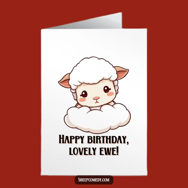 Free Printable Birthday Card: Shy Sheep Peeking, Downloadable Gentle Greeting