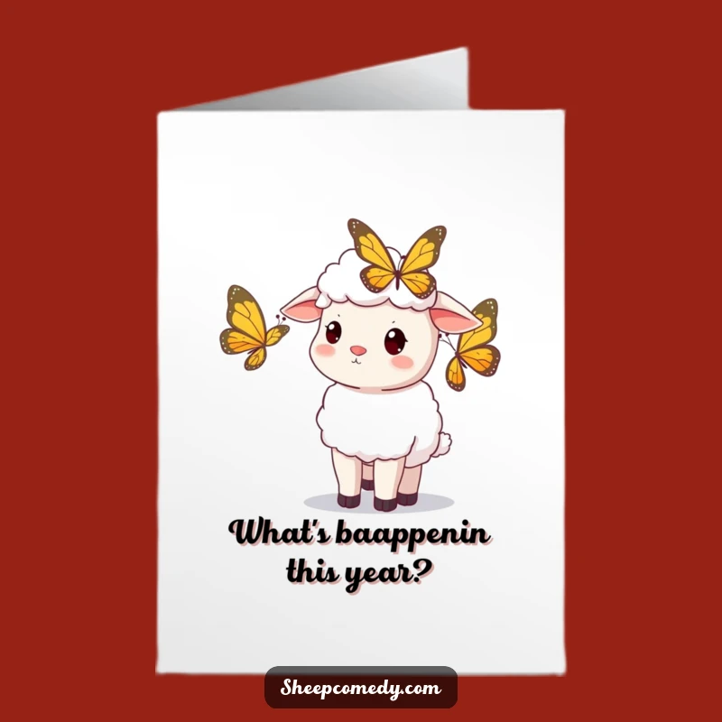 Free Printable Birthday Card: Funny Sheep & Butterfly - Downloadable Joy