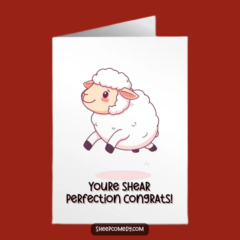 Free Printable Congrats Card: Bouncing Kawaii Sheep, Downloadable Celebration Art