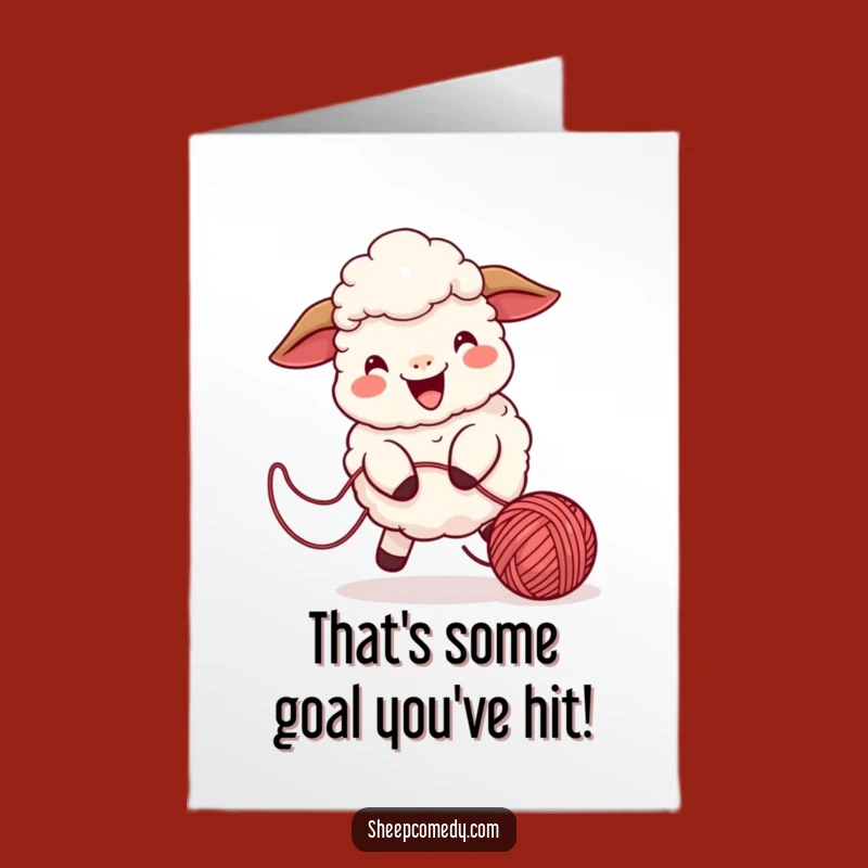 Free Printable Congrats Card: Playful Sheep & Yarn, Hilarious Downloadable Gift for Big Wins