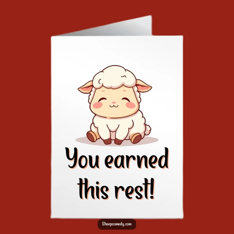 Free Printable Congrats Card: Relaxed Sheep Sun Nap, Funny Downloadable Greeting