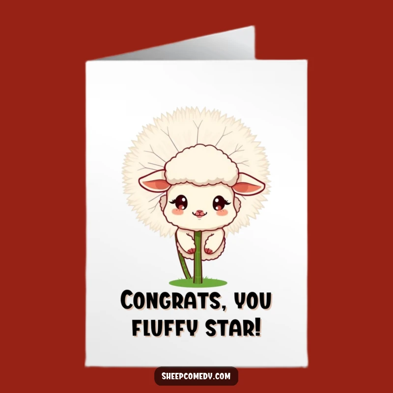 Free Printable Congrats Card: Sheep Dandelion Peek Funny Downloadable Gift