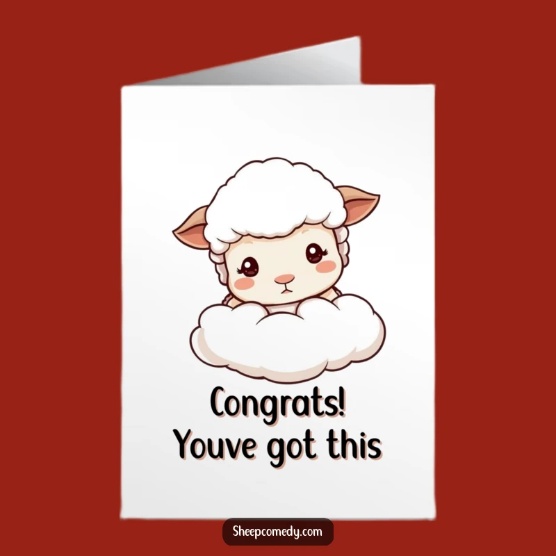 Free Printable Congrats Card: Sheep Peeking, Downloadable Gentle Celebration Art