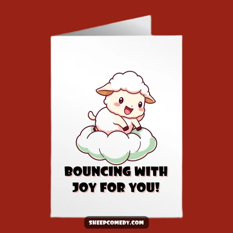 Free Printable Sheep Congrats Card: Cloud Jumping Sheep, Ideal Funny Downloadable Gift