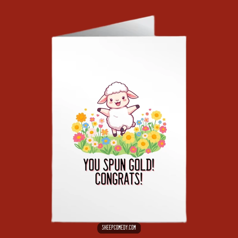 Free Printable Sheep Congrats Card: Spinning Success, Floral Celebration Downloadable