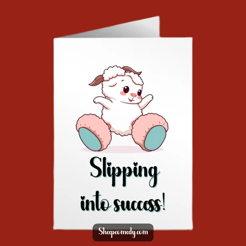 Free Printable Congrats Card: Tripping Sheep Slippers - Downloadable Fun!