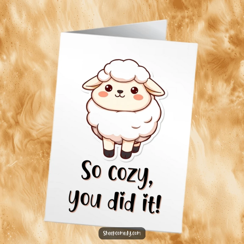 Free Printable Congrats Card: A sheep with a contented smile, its soft wool exuding warmth and good cheer.