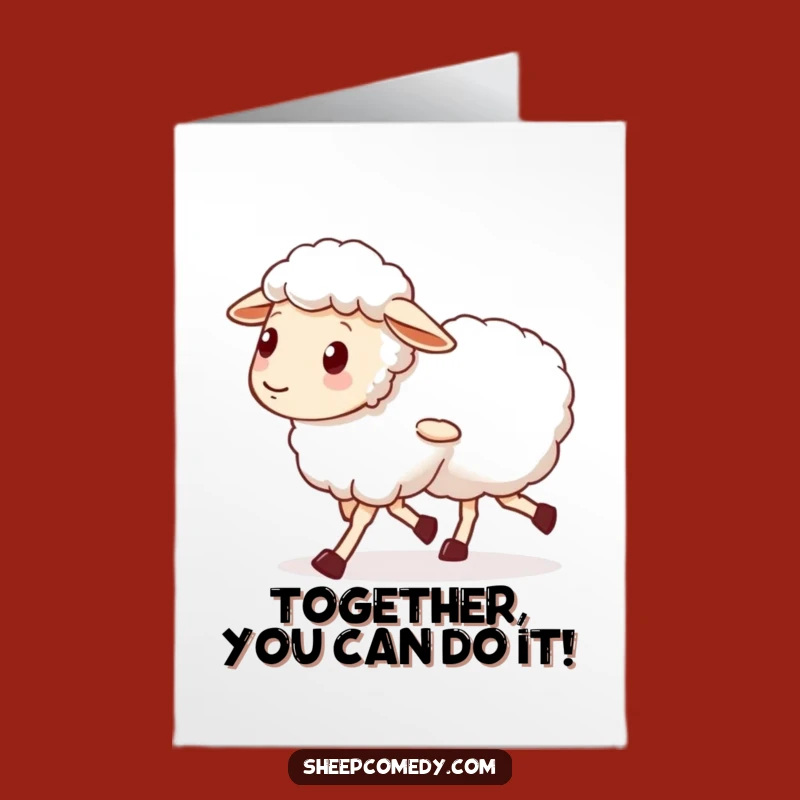 Free Printable Congrats Card: Wobbly Sheep Friend Walk, Funny Downloadable Greeting
