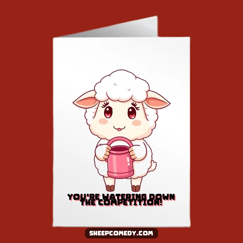 Free Printable Congrats Card: Mischievous Sheep Watering, Hilarious Downloadable