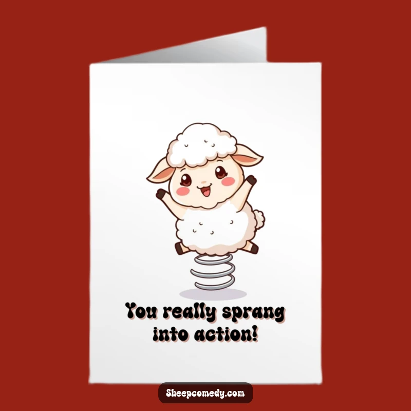 Free Printable Bouncy Sheep Congrats Card: Happy Jumps Funny Downloadable Gift