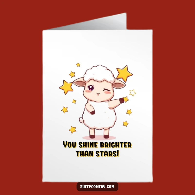 Free Printable Funny Sheep Congratulations Card: Juggling Stars, A Stellar Downloadable Gift