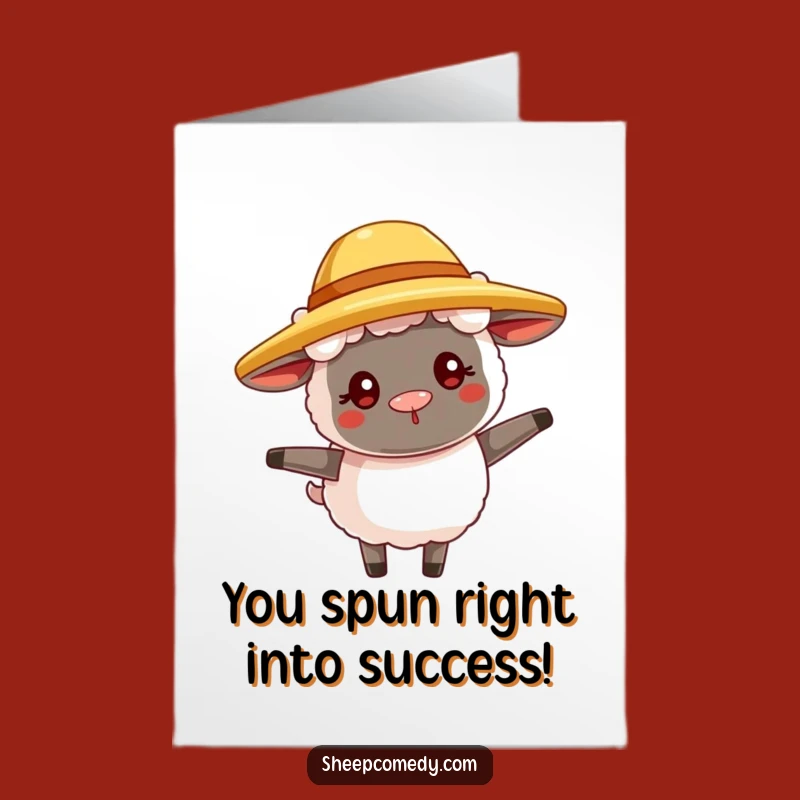 Free Printable Congrats Card: Funny Sheep Hat Twirl Success Downloadable