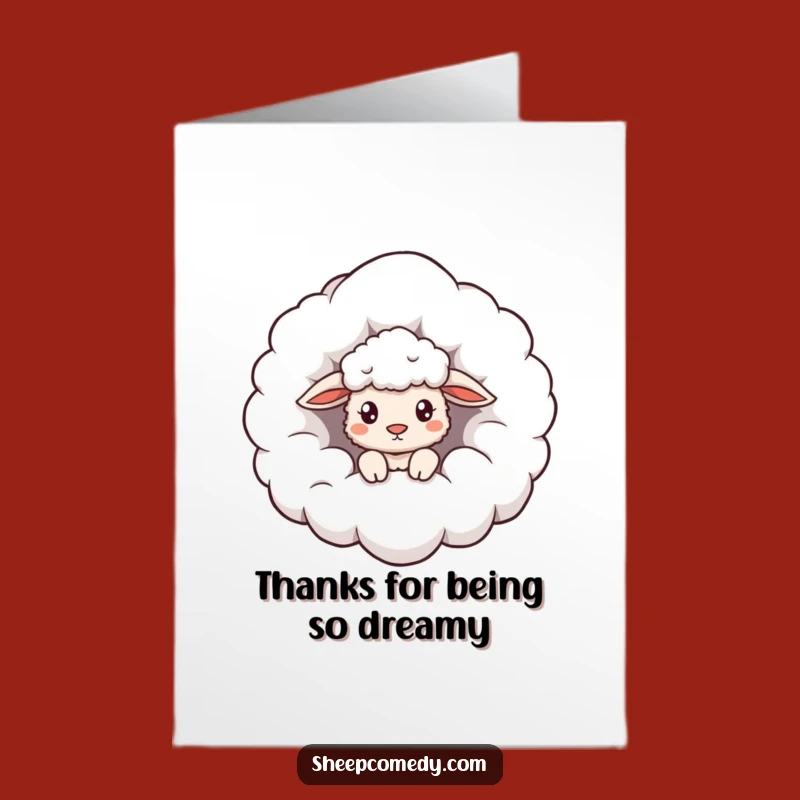 Free Printable Cloud Sheep Thank You Card: Grateful Peeks Funny Downloadable Gift