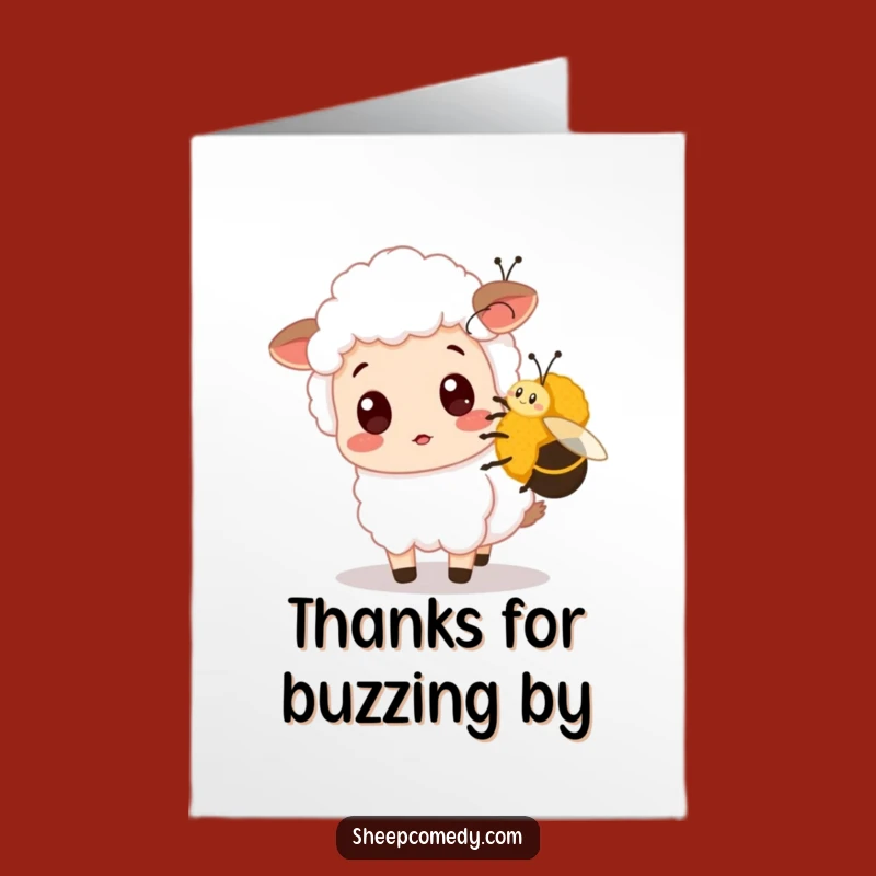 Free Printable Sheep Thank You Card: Bee-autiful Thanks, Funny Surprise Downloadable