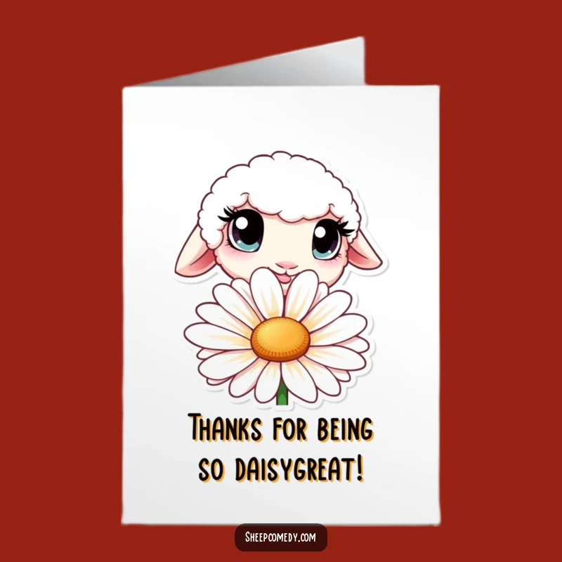 Free Printable Thank You Card: Curious Sheep Daisy Greeting Funny Downloadable Gift