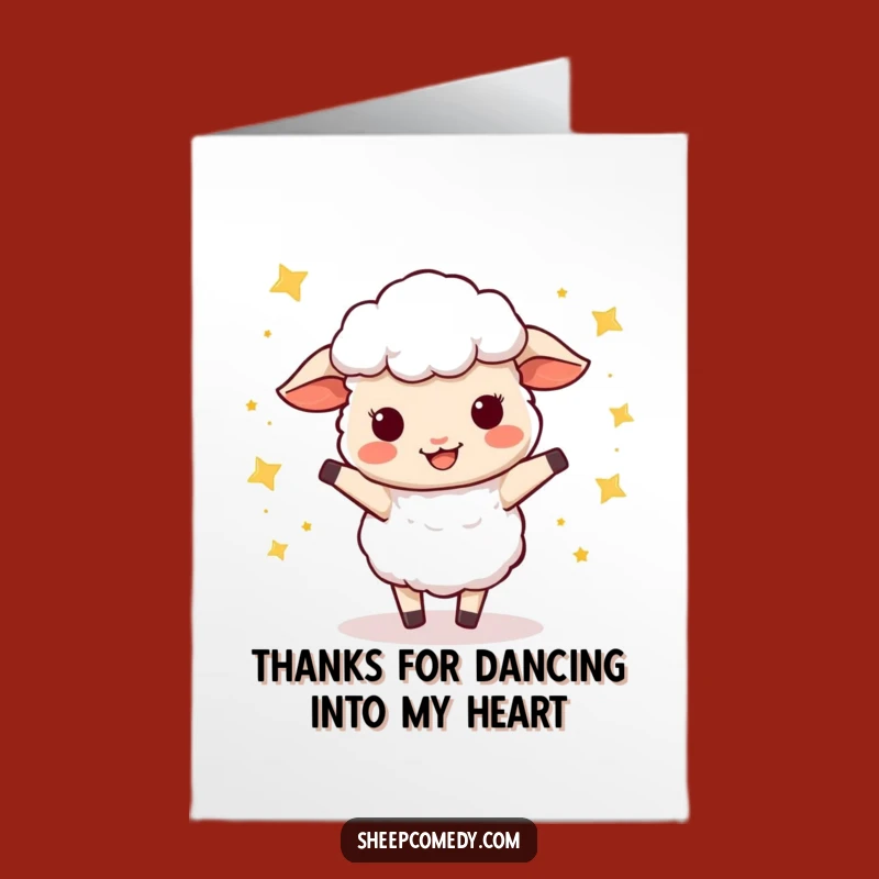 Free Printable Thank You Card: Dancing Sheep Stars, Cheerful Downloadable Gift