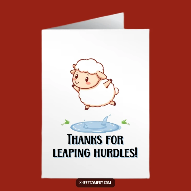 Free Printable Thank You Card: Funny Sheep Puddle Jump Downloadable Appreciation