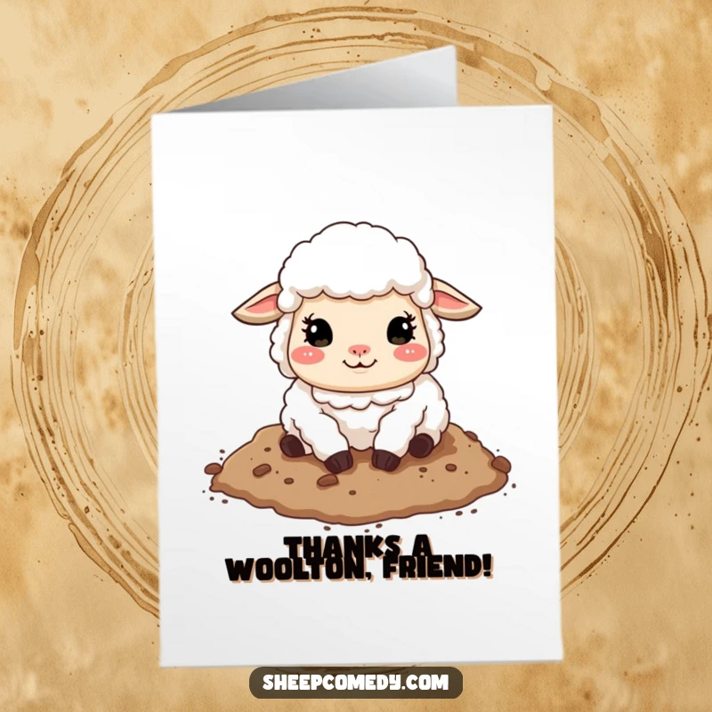 Funny Free Printable Thank You Card: A sheep blissfully rolling in dirt, saying thanks in the most hilarious way. DIY gift.