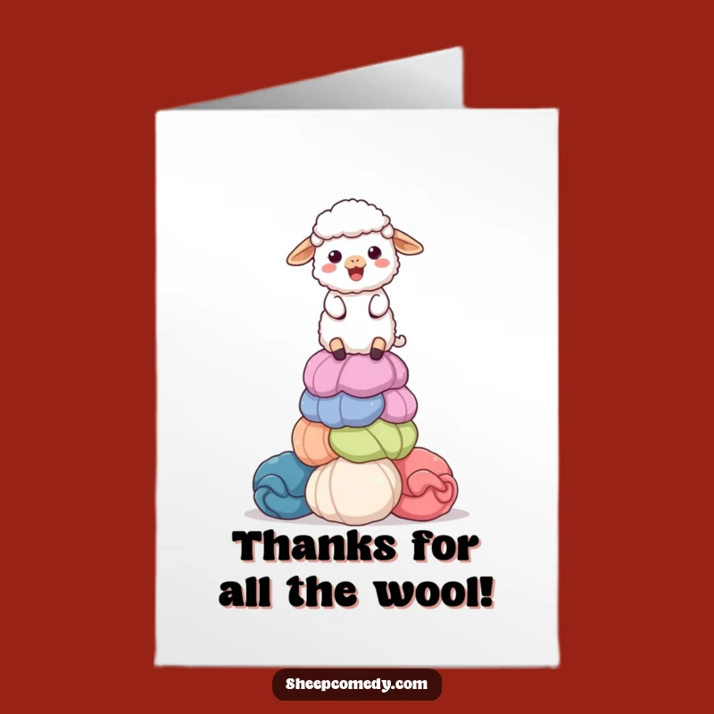Free Printable Thank You Card: Sheep's Wool Stack, Humorous Gratitude, Downloadable Gift