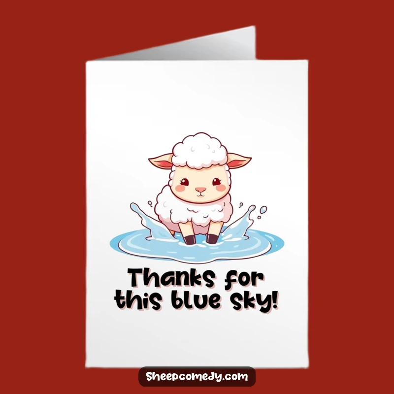Free Printable Thank You Card: Sheep Sky Splash - Funny Downloadable Gift