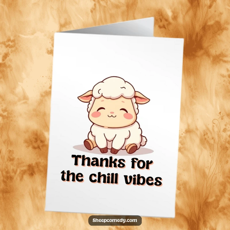 Funny Free Printable Thank You Card: A sheep comfortably naps in the sun, embodying peaceful gratitude and relaxation.