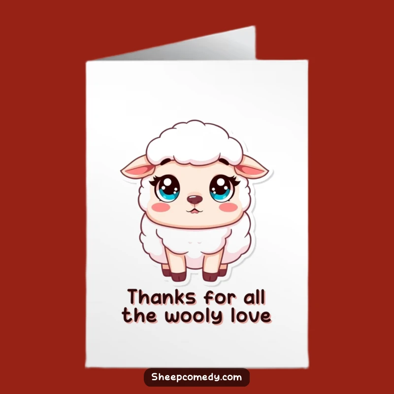 Free Printable Thank You Card: Surprised Sheep, Innocent Eyes, Funny Downloadable Gift