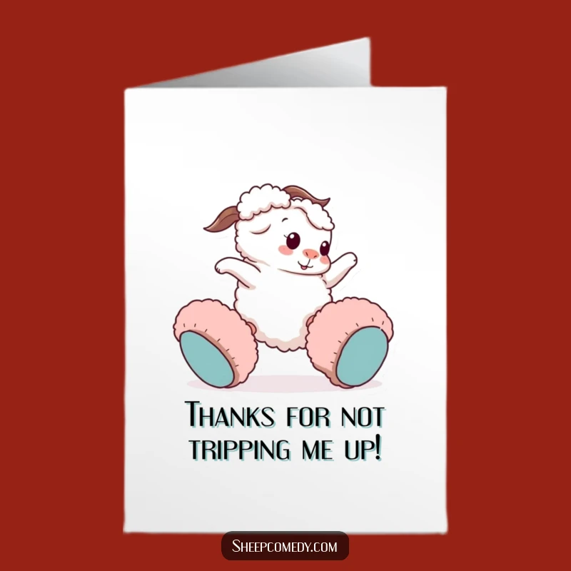 Free Printable Thank You Card: Tripping Sheep Slippers - Downloadable Humor!