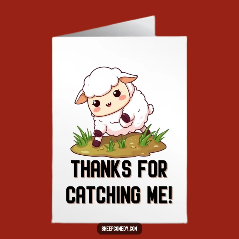 Funny Free Printable Thank You Card: Slipping Sheep - Cute Downloadable Note