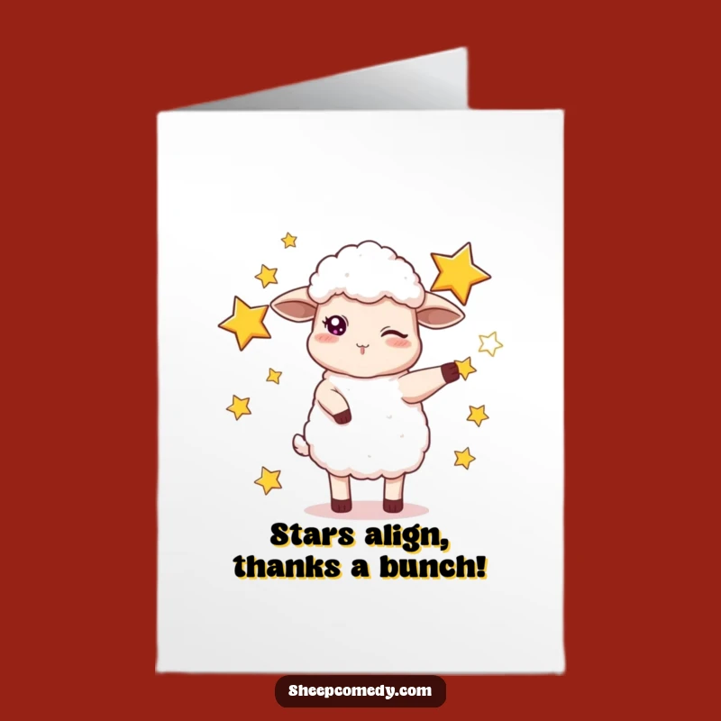 Free Printable Funny Sheep Thank You Card: Juggling Stars, A Grateful Downloadable Gift