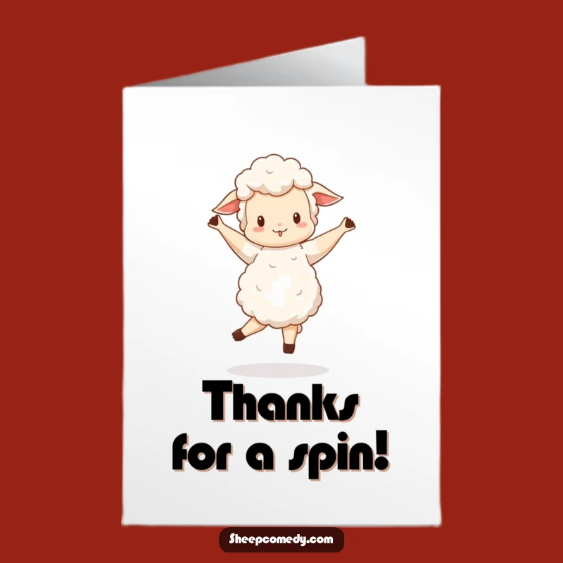Free Printable Thank You Card: Wobbly Sheep Pirouette Funny Downloadable Gift