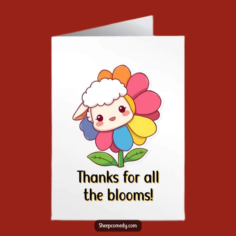 Free Printable Thank You Card: Sheep Flower Glimpse - Quick Downloadable Gift