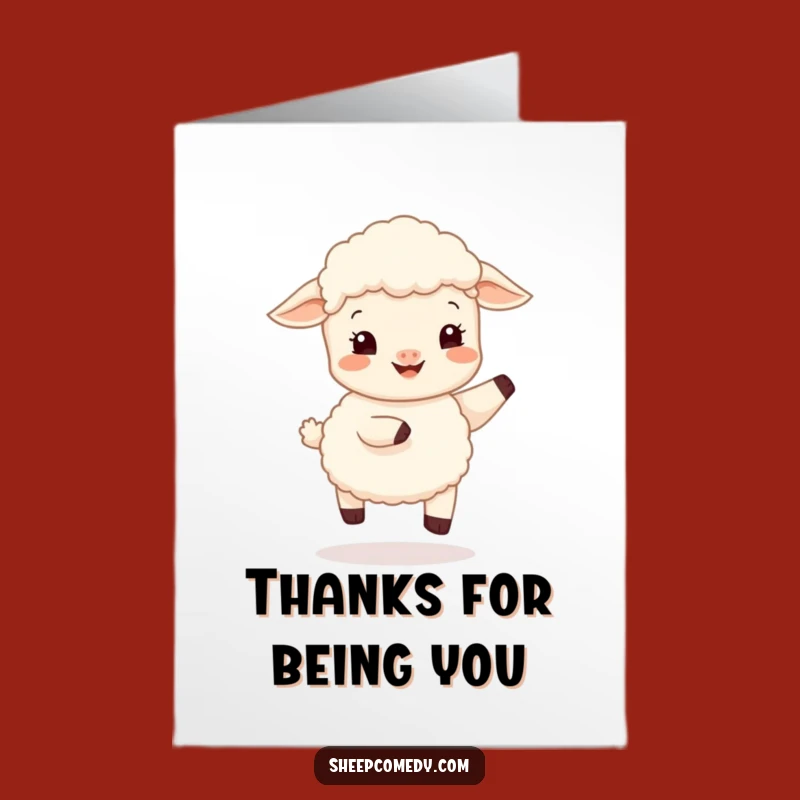 Free Printable Thank You Card: Bouncy Sheep Cub, Downloadable Cheerful Gratitude Art
