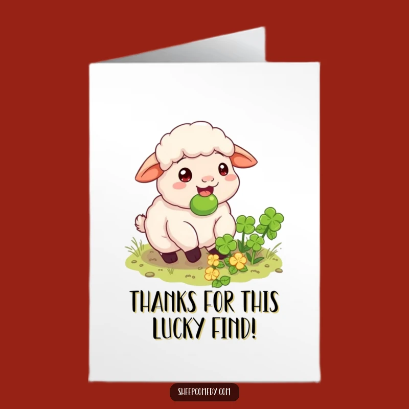 Free Printable Thank You Card: Funny Sheep Clover Munch Downloadable Appreciation