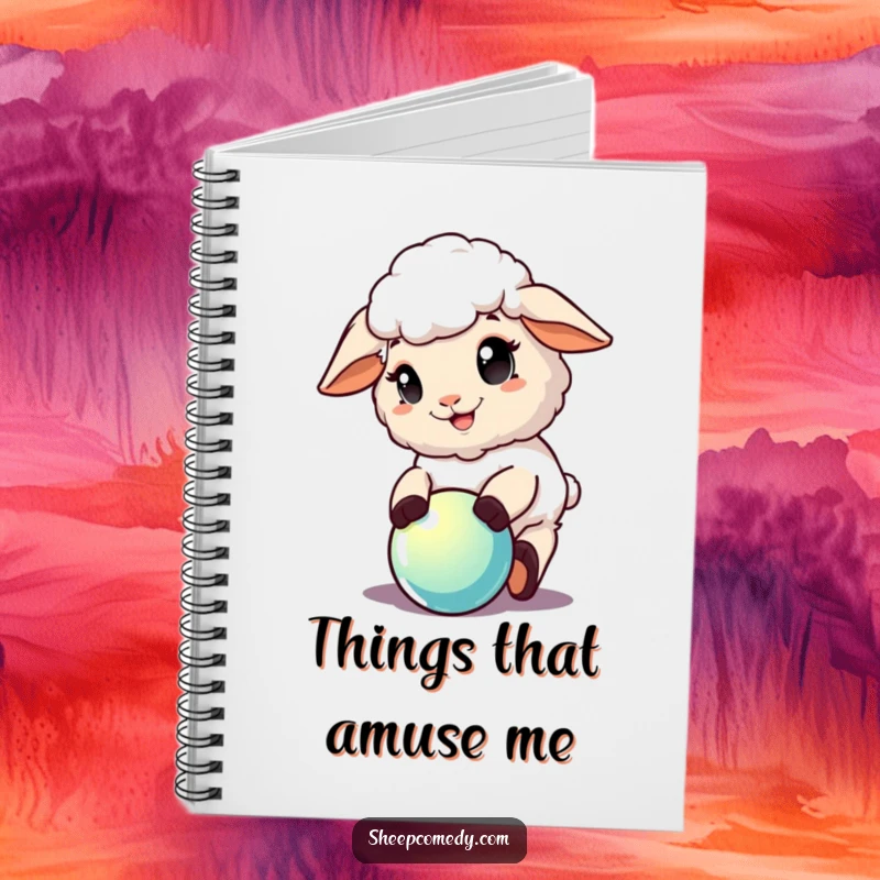 Funny Sheep Notebook: A sheep with a joyful expression playing with a shiny ball, perfect for jotting down fun ideas.