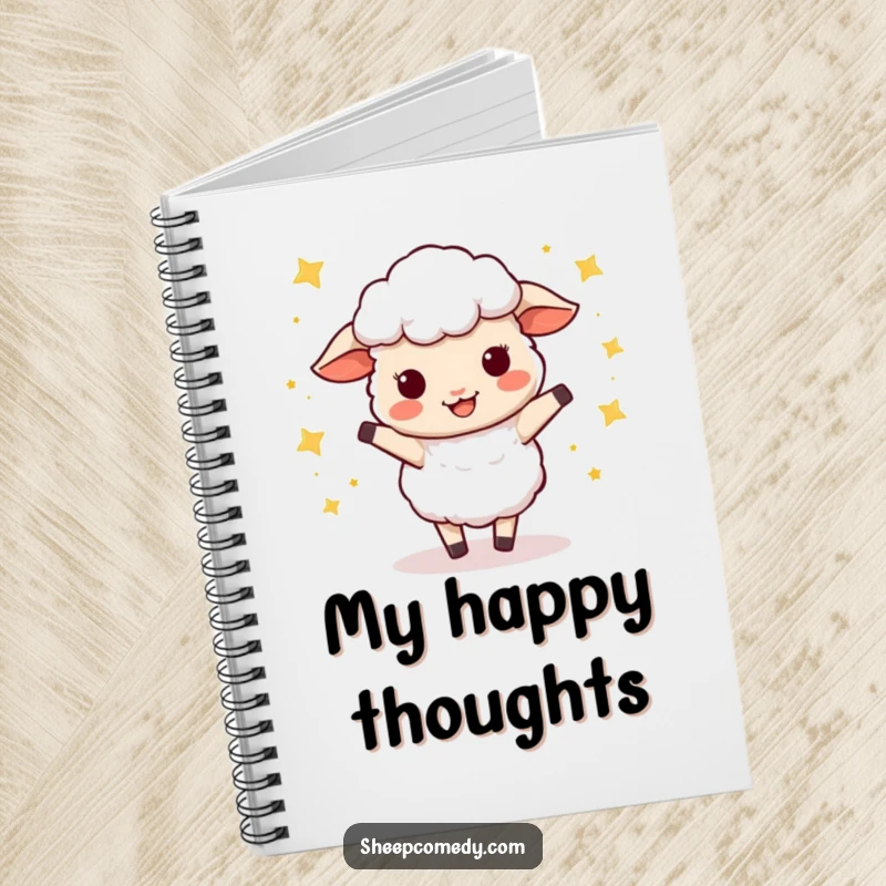Funny Sheep Notebook: A sheep character happily dancing amidst twinkling stars, ideal for jotting down joyful ideas.