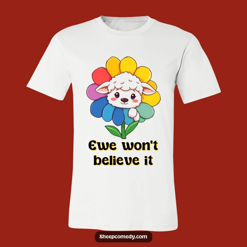 Funny Sheep Peeking Flower T-Shirt: Hilarious & Cute Gift for Sheep Enthusiasts